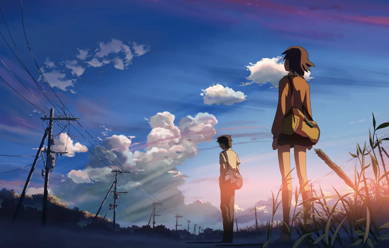 Photo wallpaper the sky, sunset, relationship, 5 centimeters per second, Makoto Xingkai