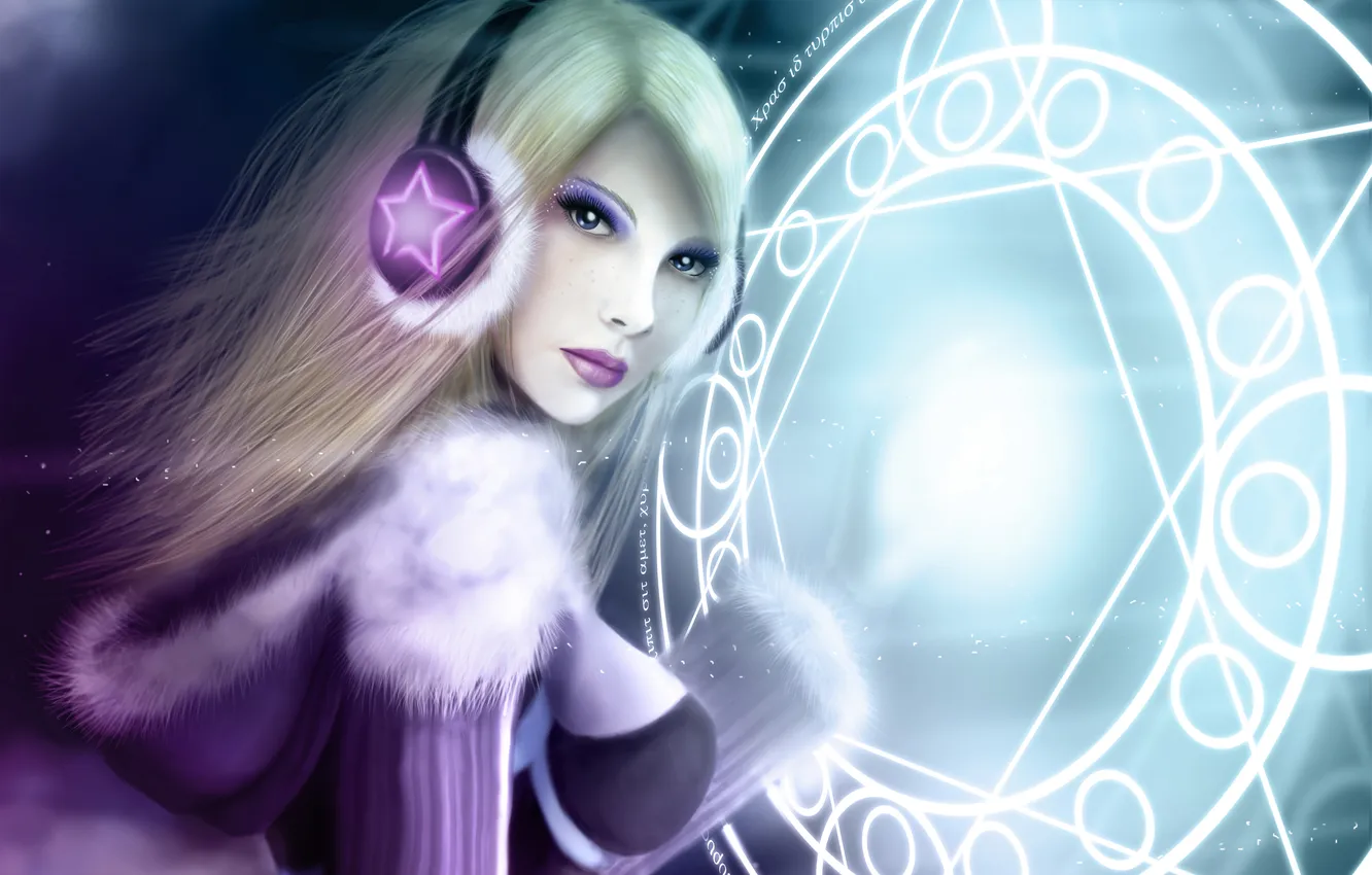 Photo wallpaper cold, eyes, look, girl, stars, face, makeup, art