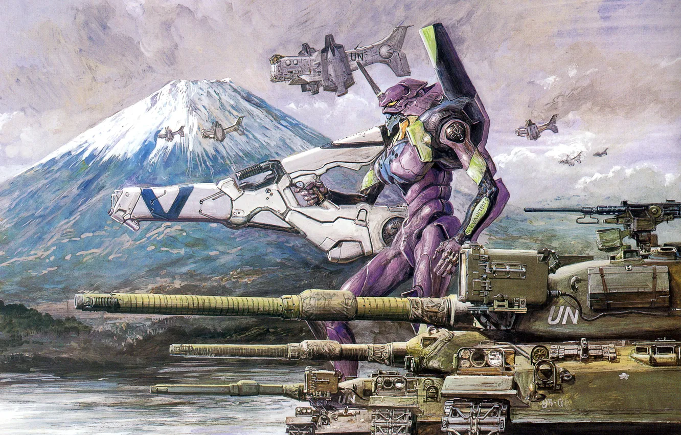 Photo wallpaper weapons, robot, battle, tanks