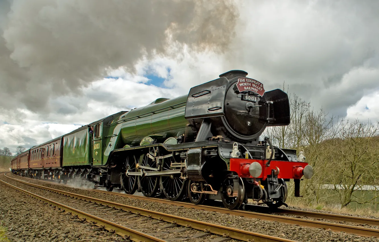 Photo wallpaper train, the engine, railroad, Flying Scotsman