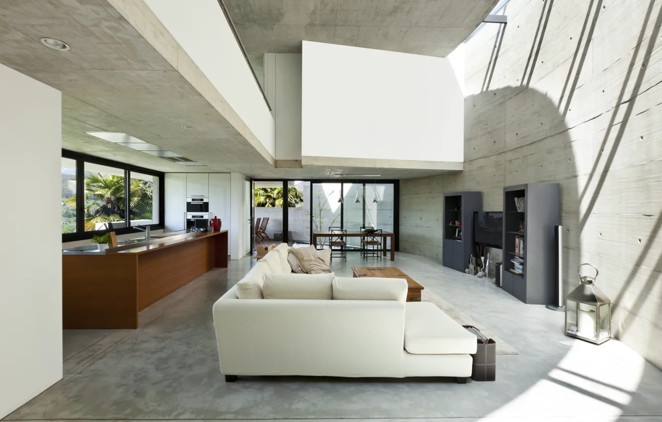 Photo wallpaper white, design, house, style, grey, sofa, chairs, interior