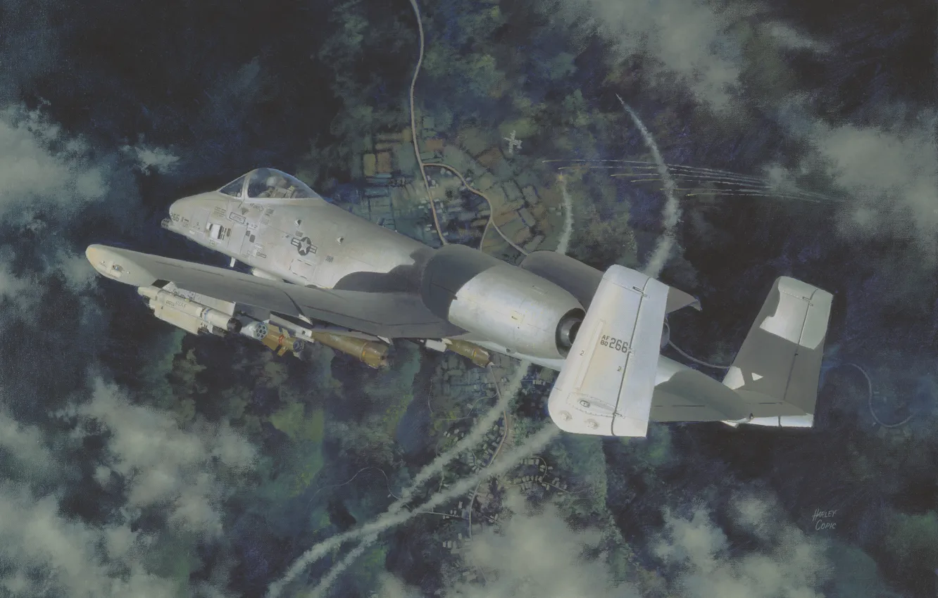 Photo wallpaper the sky, earth, goal, object, attack, the plane, American, sunset