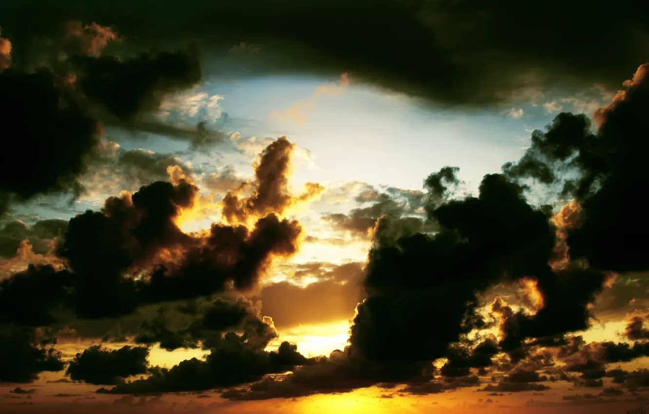 Photo wallpaper the sky, clouds, landscape