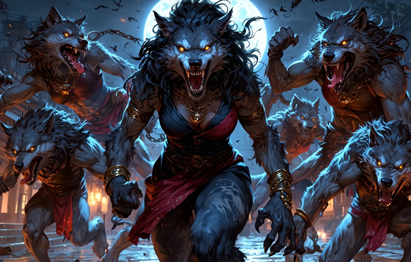 Photo wallpaper wolf, pack, werewolf