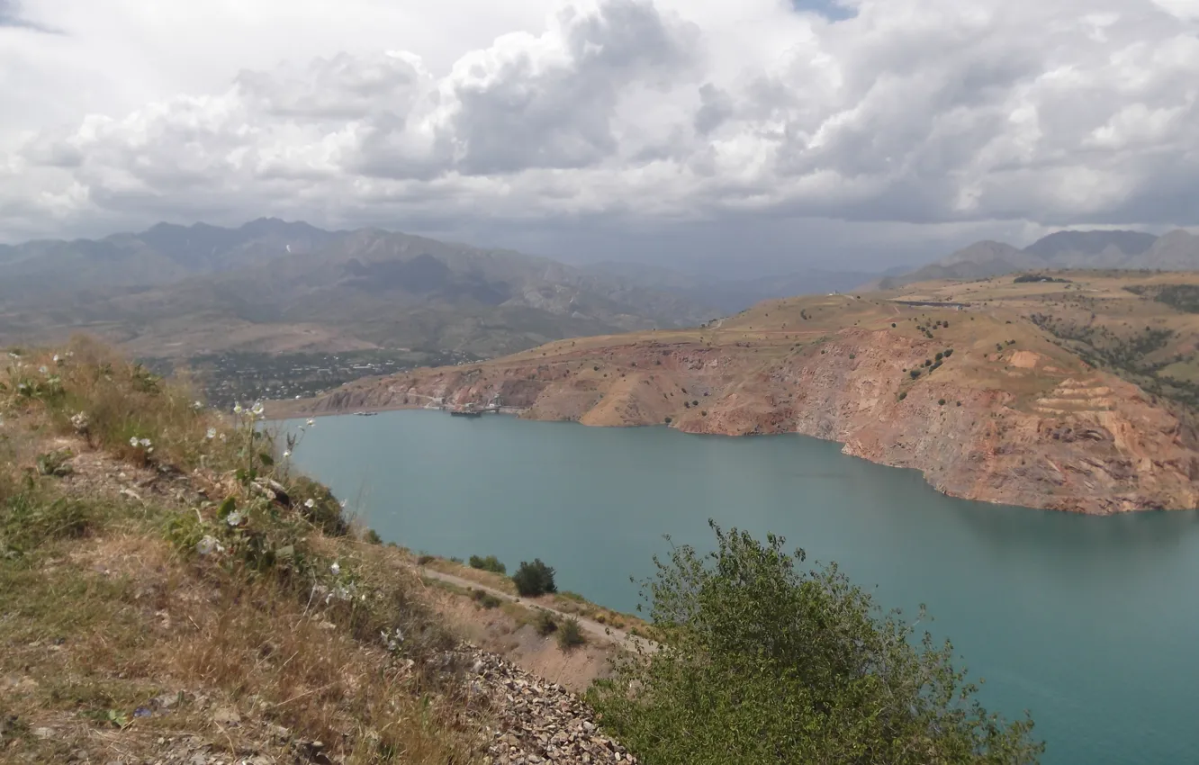 Photo wallpaper mountains, nature, lake