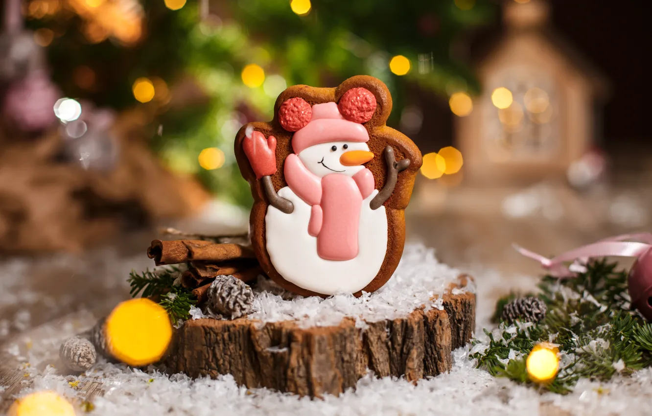 Photo wallpaper holiday, new year, cookies, snowman, figures, decor, Kukota Ekaterina