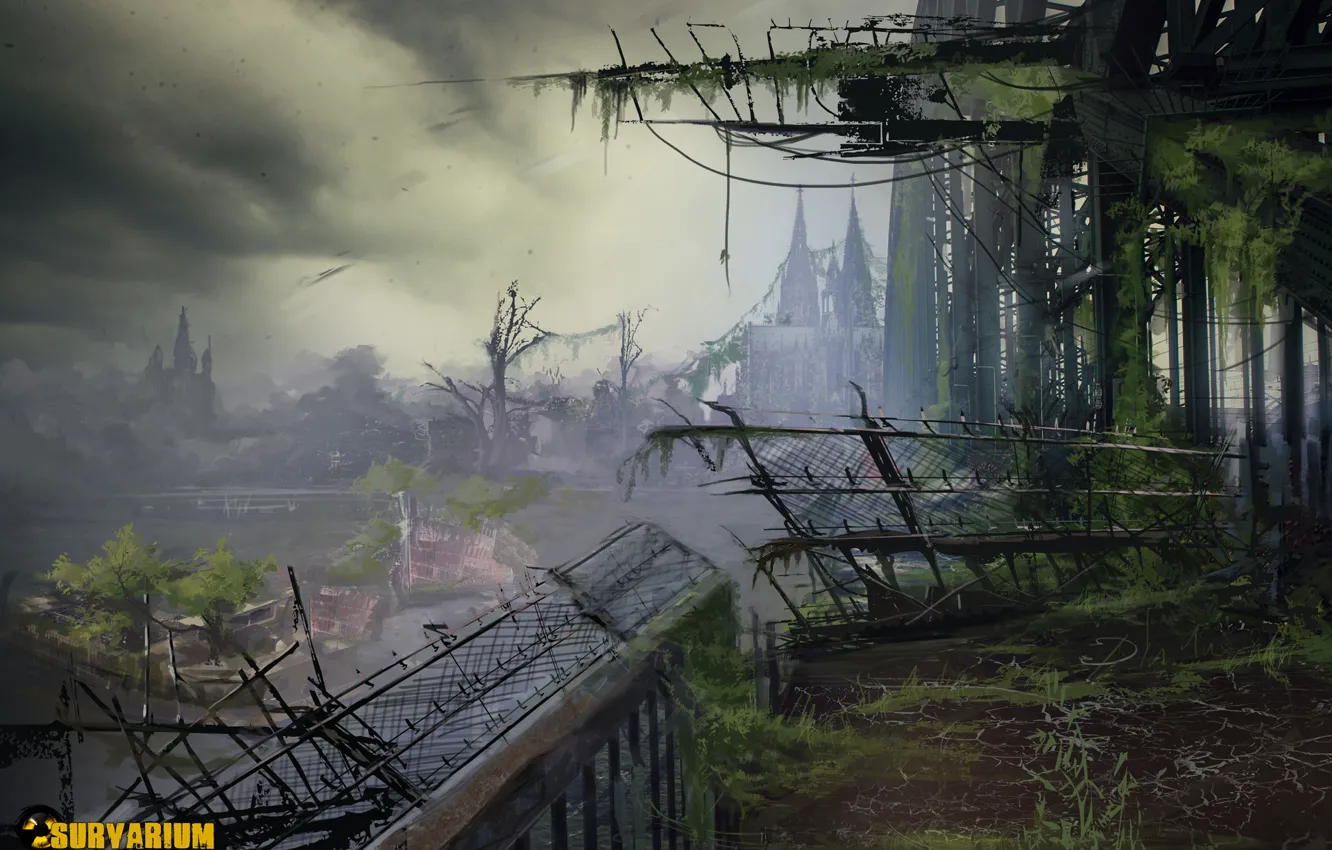 Photo wallpaper postapokalipsis, location, Survarium, desolation, Vostok Games, Cologne bridge, Concept Art
