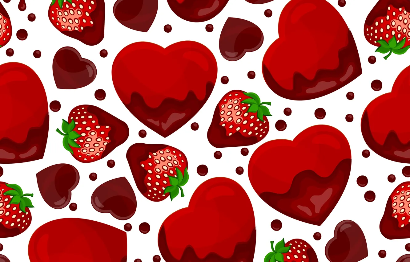 Photo wallpaper texture, strawberry, hearts, texture, hearts, strawberry