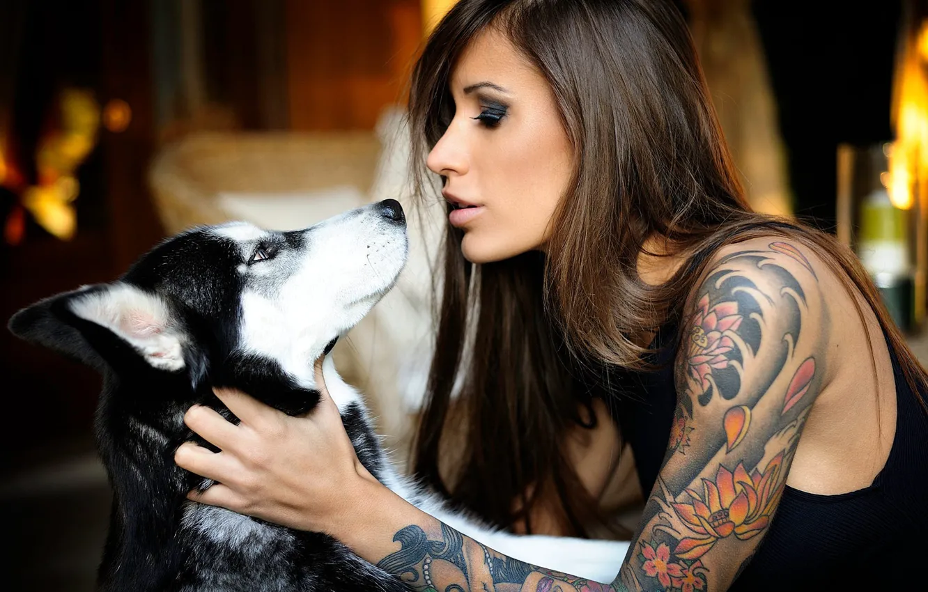 Photo wallpaper kiss, dog, tattoo, sponge, friends, husky, giovanni zacche', the Kiss