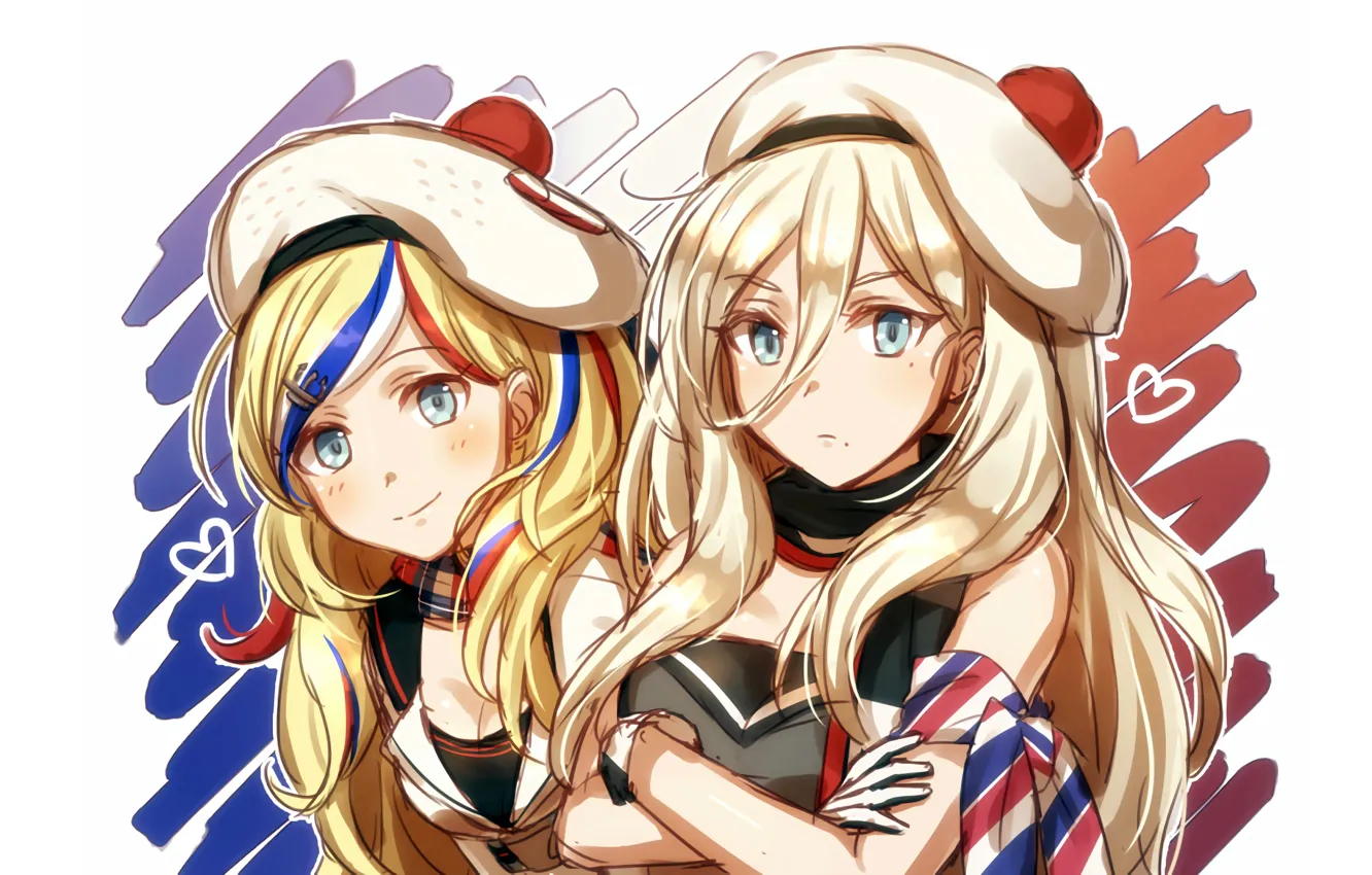 Photo wallpaper sexy, cleavage, blouse, green eyes, long hair, girls, boobs, anime