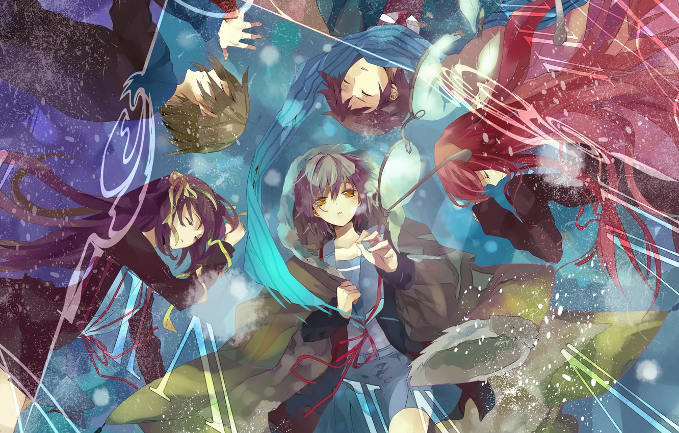 Photo wallpaper girl, anime, art, glasses, guy, nagato yuki, suzumiya haruhi no yuutsu, The Melancholy of Haruhi …