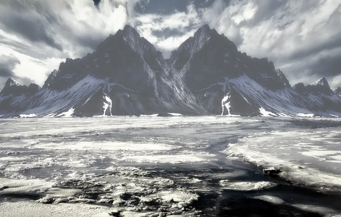 Photo wallpaper landscape, mountains, lake