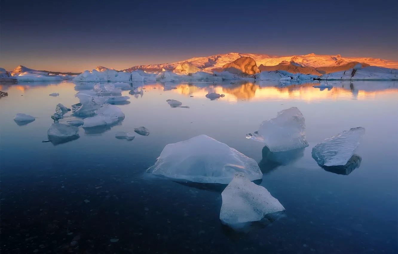Photo wallpaper sea, ice, Iceland