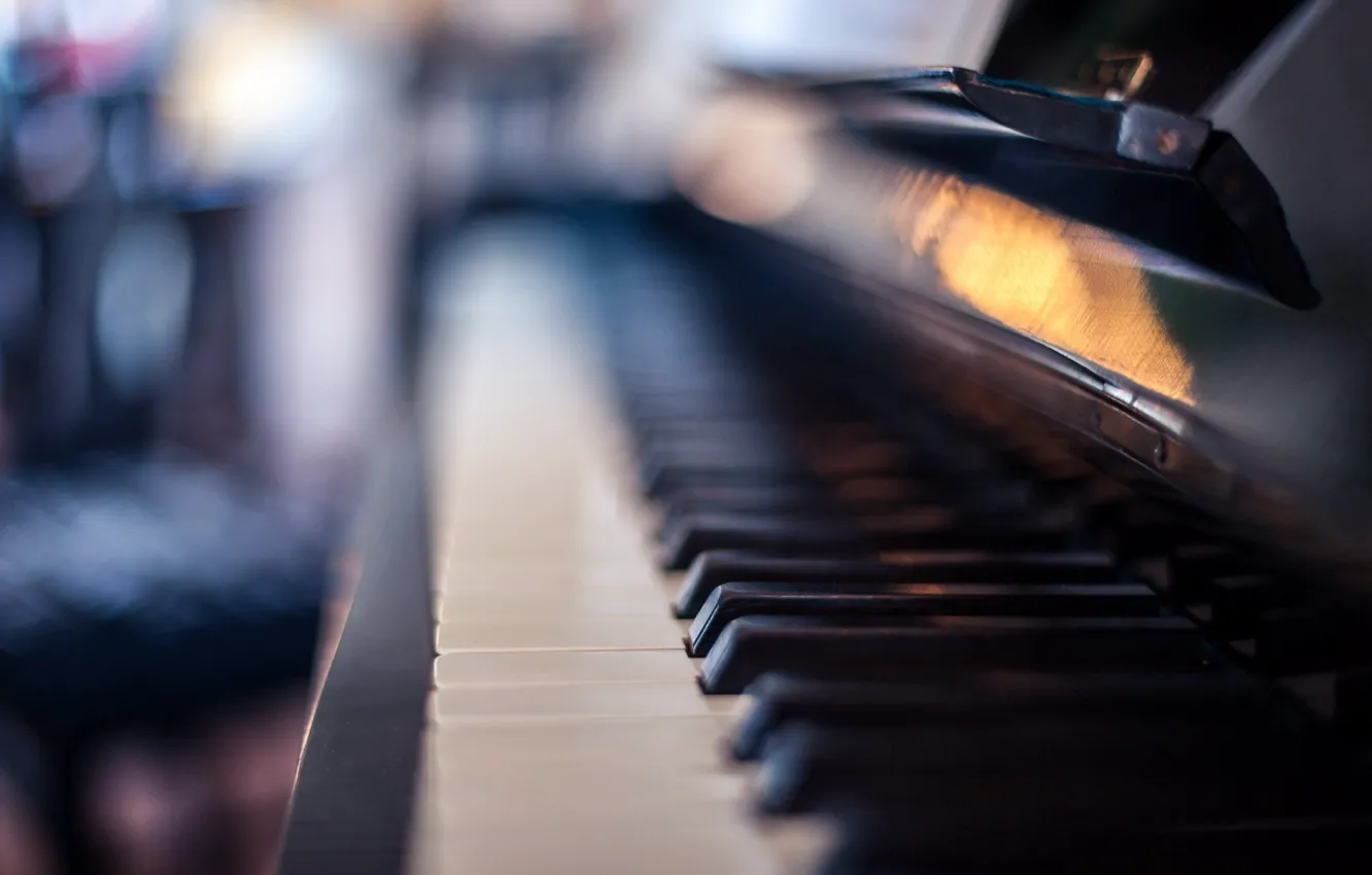 Photo wallpaper macro, music, piano