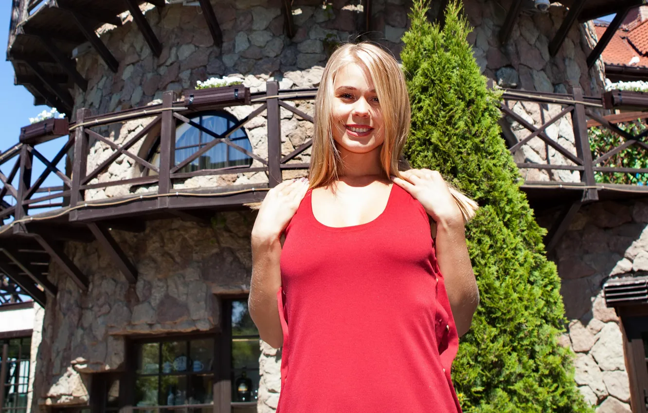 Photo wallpaper smile, model, blonde, Davina, Darina Nikitina