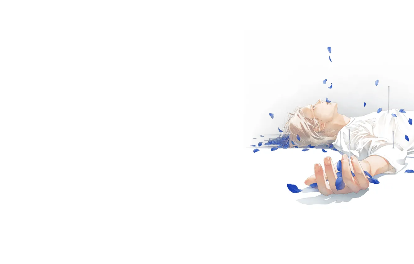 Photo wallpaper petals, tears, lies, guy, nails, art