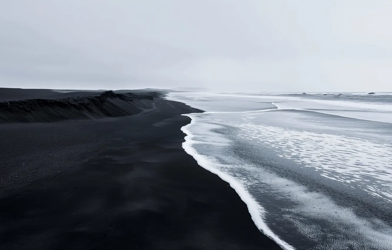 Photo wallpaper beach, sea, foam