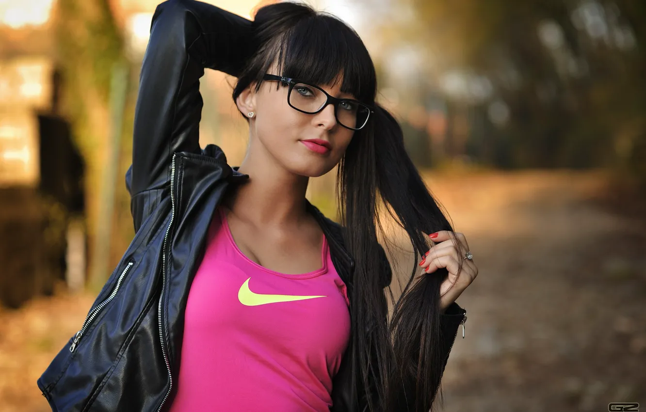 Photo wallpaper look, background, model, portrait, makeup, Mike, brunette, glasses