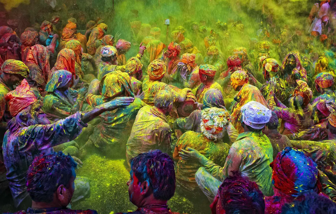 Photo wallpaper people, India, powder, the festival of colors, Holi