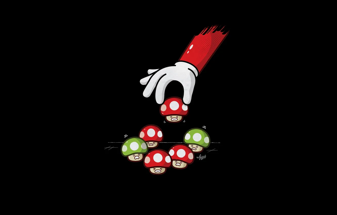 Photo wallpaper mushrooms, minimalism, hands