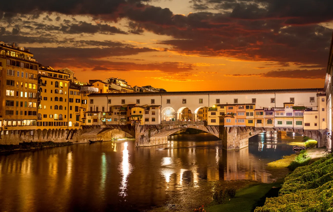 Photo wallpaper city, the city, lights, lights, building, Night, Venice, Florence