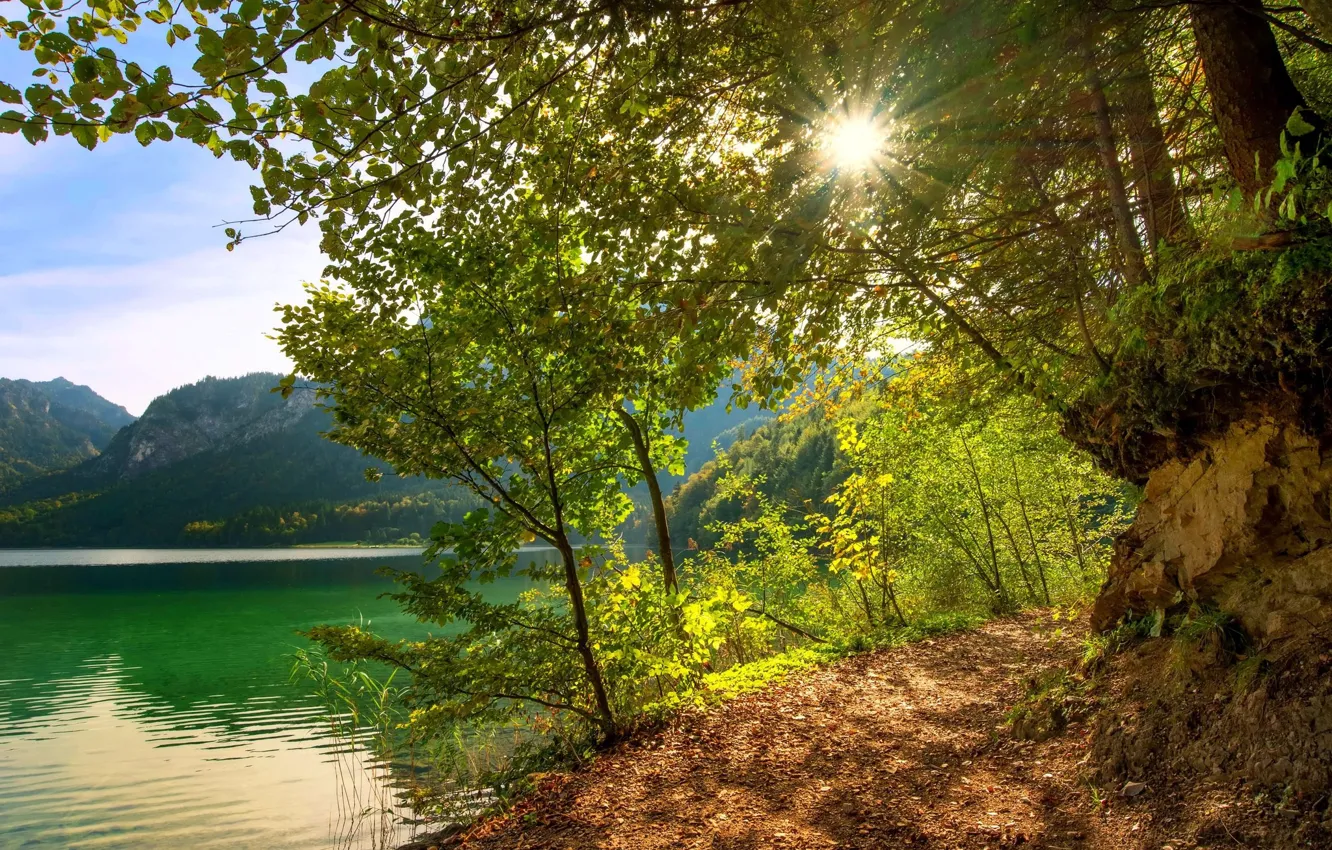 Photo wallpaper landscape, nature, lake, beauty, path