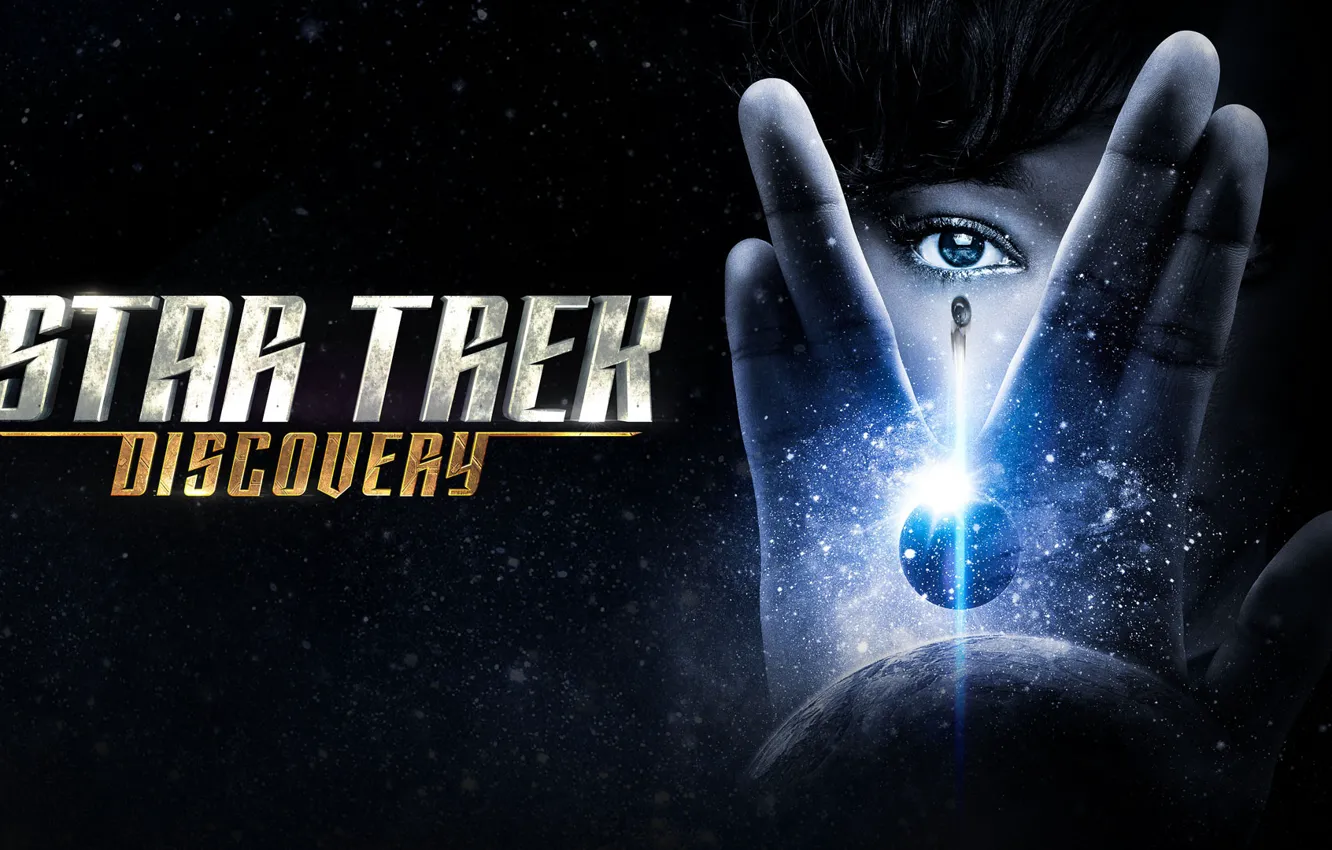 Photo wallpaper space, star, Enterprise, Star Trek, blue, science fiction, spaceship, sci-fi