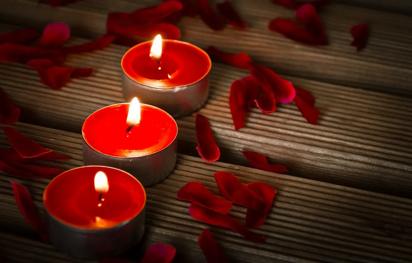 Photo wallpaper romance, candles, petals