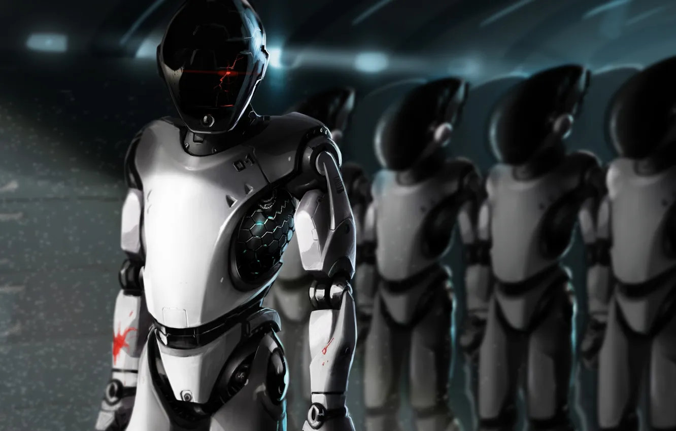 Photo wallpaper blood, mechanism, robot, art, Android