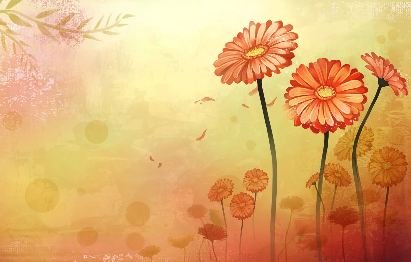 Photo wallpaper vector, texture, petals, stem