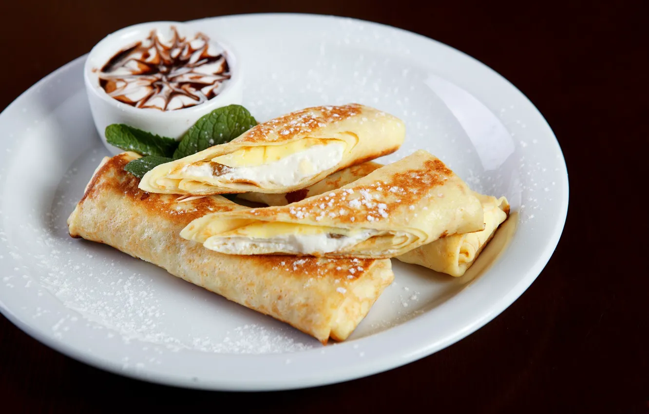 Photo wallpaper coffee, pancakes, cheese