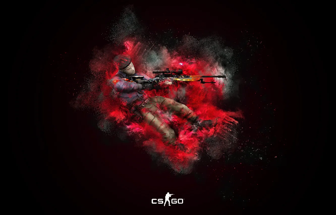 Photo wallpaper red, the game, black background, contra, Counter Strike, black background, csgo, Global Offensive