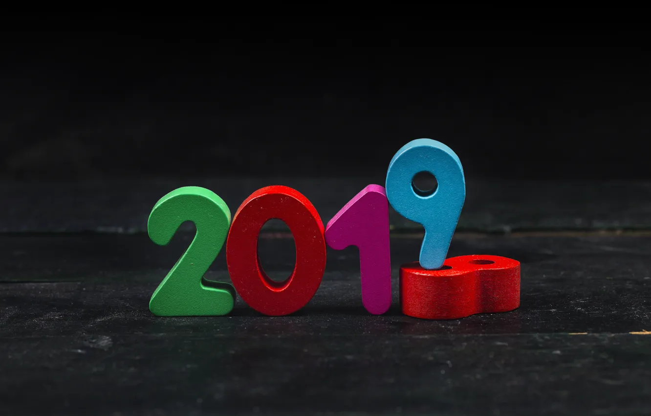 Photo wallpaper background, colorful, New Year, figures, New Year, Happy, 2019