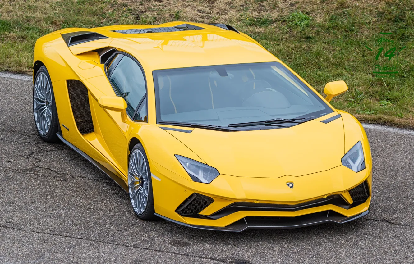 Photo wallpaper Lamborghini, Yellow, Aventador, s