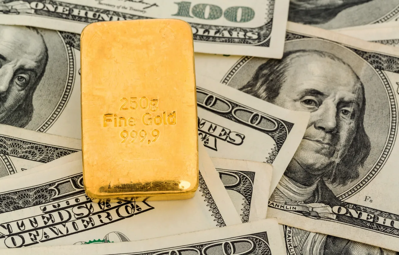 Photo wallpaper gold, money, market, riches