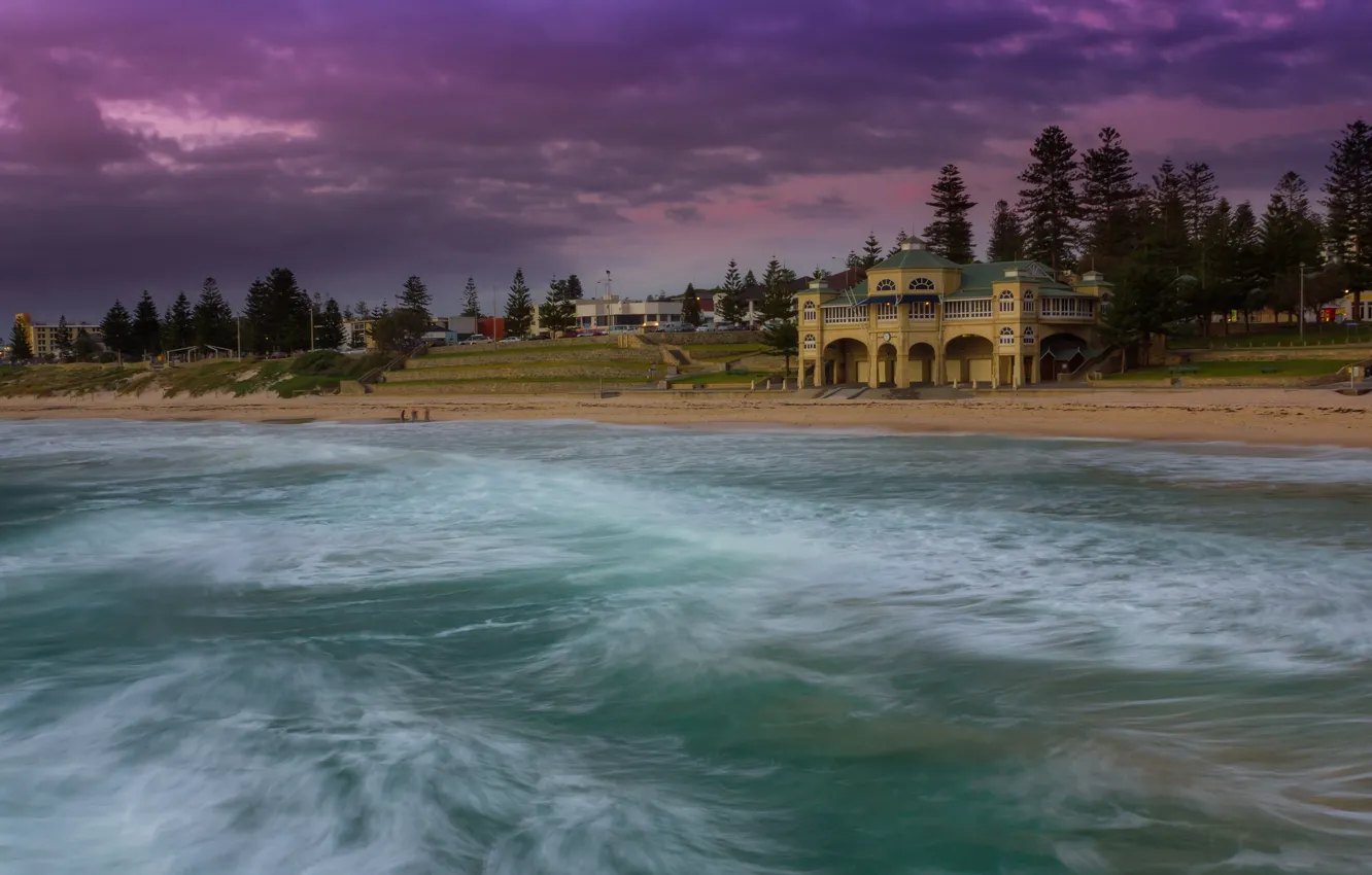 Photo wallpaper sea, shore, building, mansion