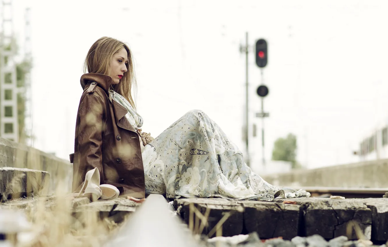 Photo wallpaper background, railroad, ANA