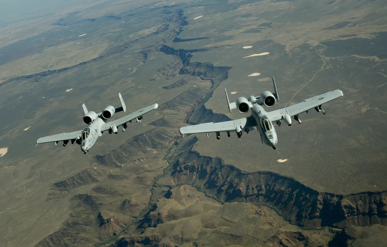 Photo wallpaper landscape, pair, A-10, stormtroopers, Thunderbolt II, The thunderbolt II