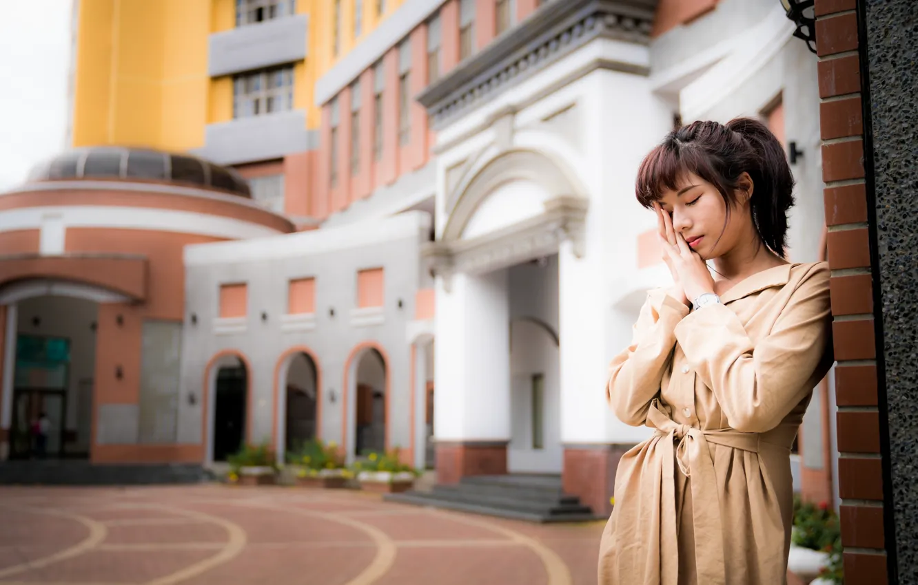 Photo wallpaper girl, Asian, bokeh