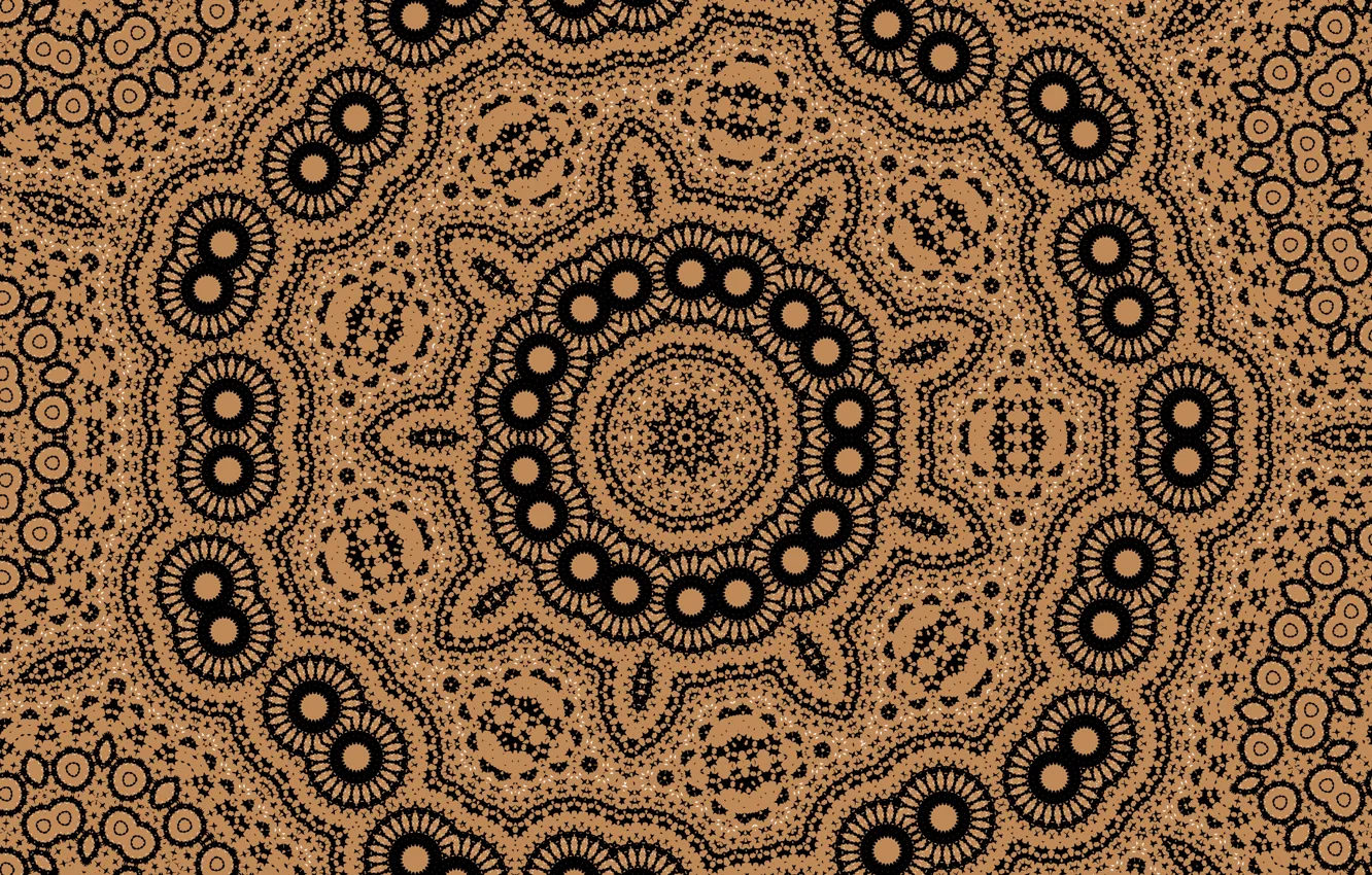 Photo wallpaper circles, pattern, brown, kaleidoscope