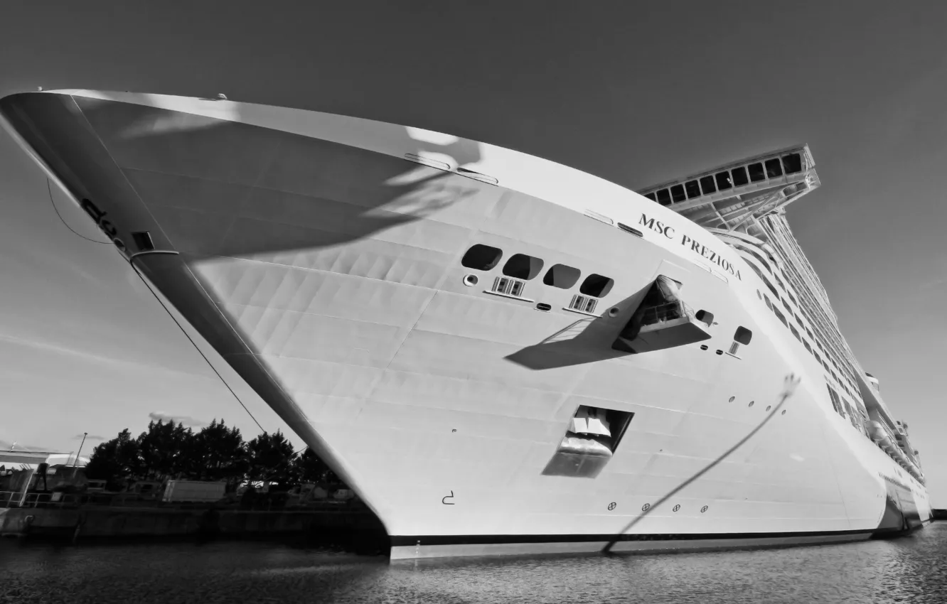 Photo wallpaper Water, White, Liner, Case, The ship, Nose, Tank, Black and white