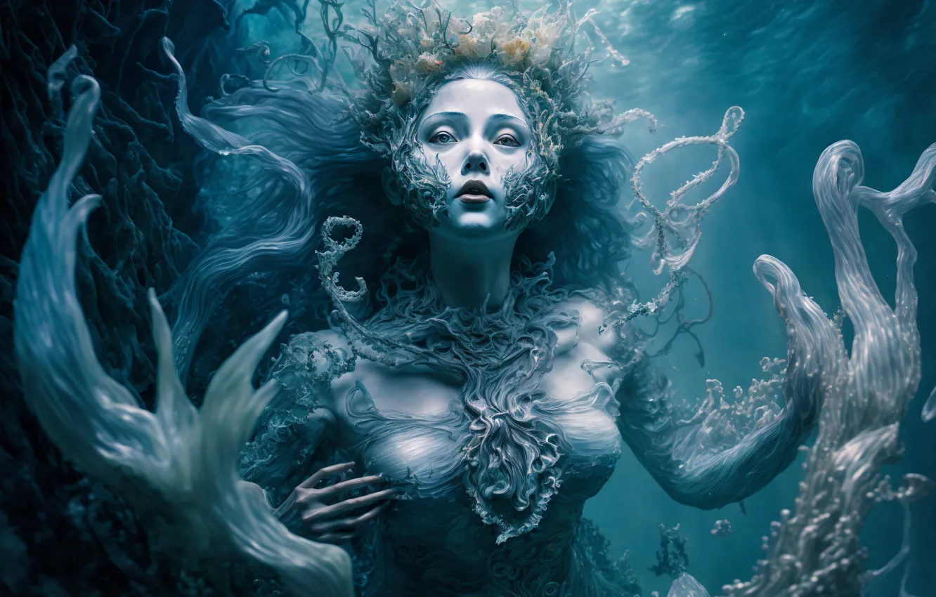 Photo wallpaper water, girl, mermaid