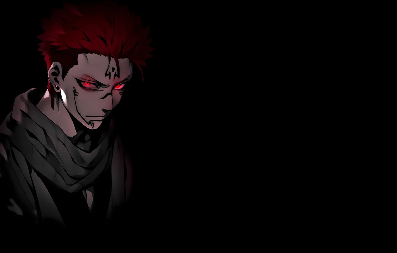 Photo wallpaper simple background, dark background, Jujutsu Kaisen, Ryomen Sukuna