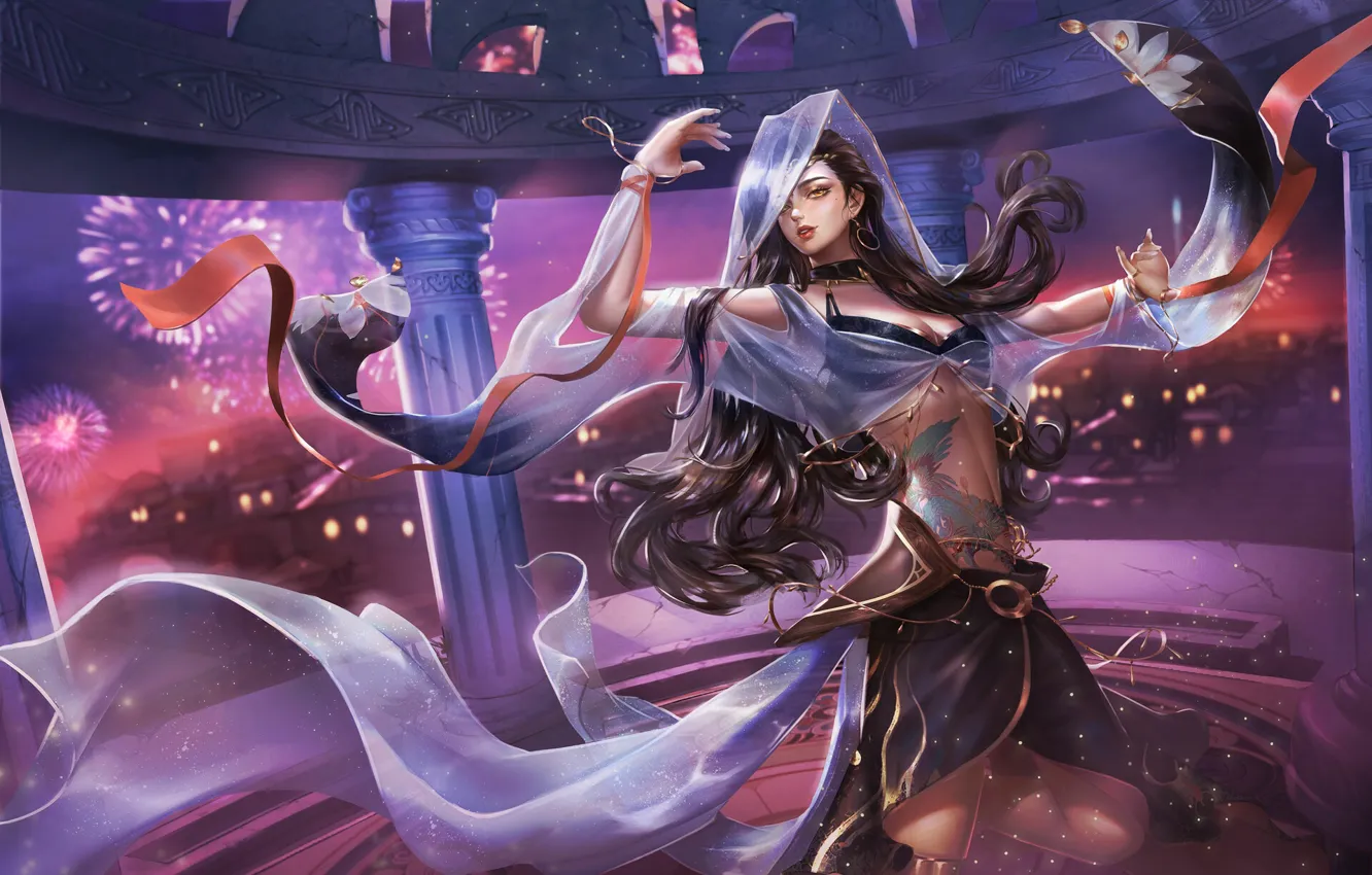 Photo wallpaper girl, style, fiction, dance, dress, tattoo, art, tattoo