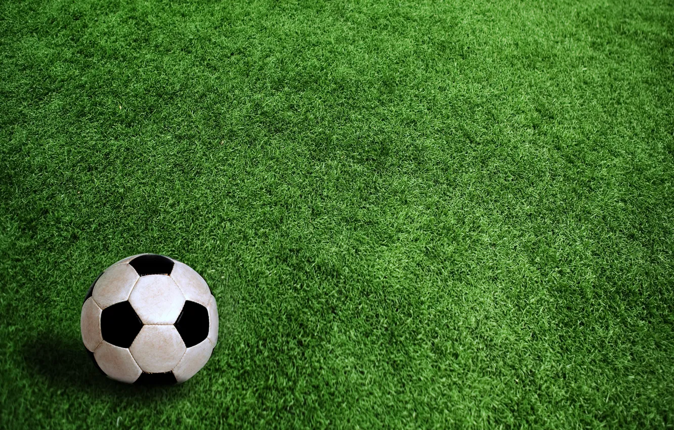 Photo wallpaper field, grass, soccer ball