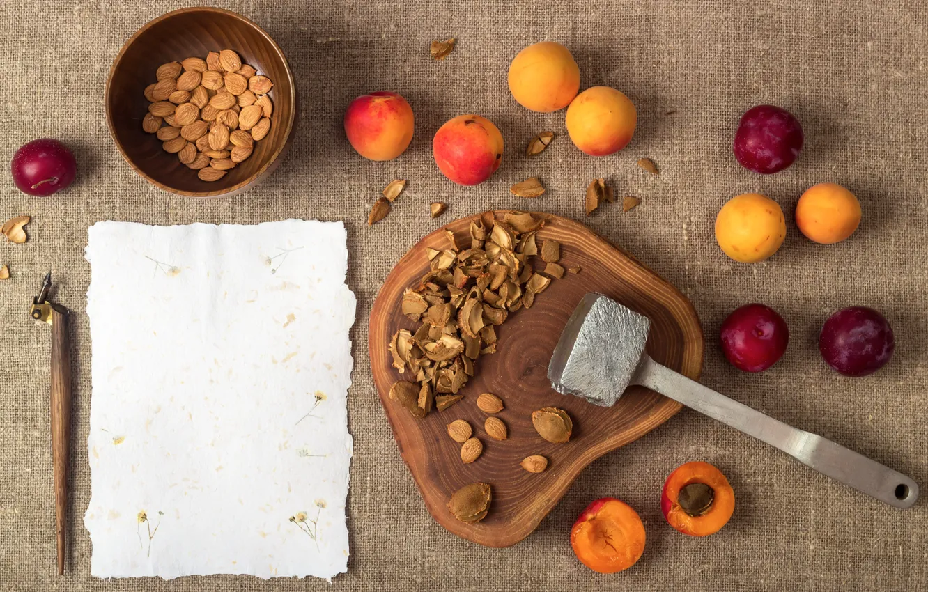 Photo wallpaper apricot, nuts, drain
