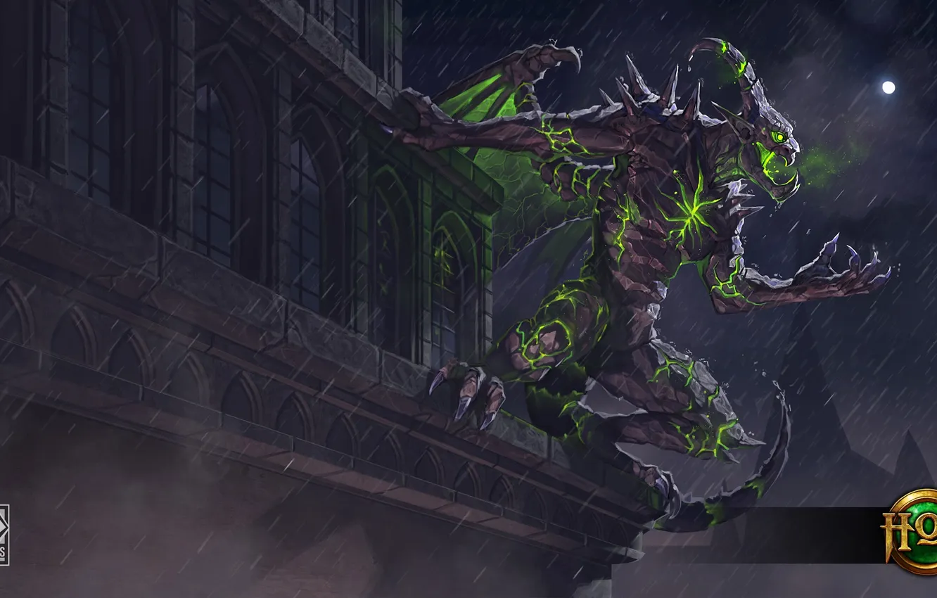 Photo wallpaper rain, the moon, Heroes of Newerth, Blood Hunter, moba, S2 Games, Heroes Of Novosela, Gargoyle