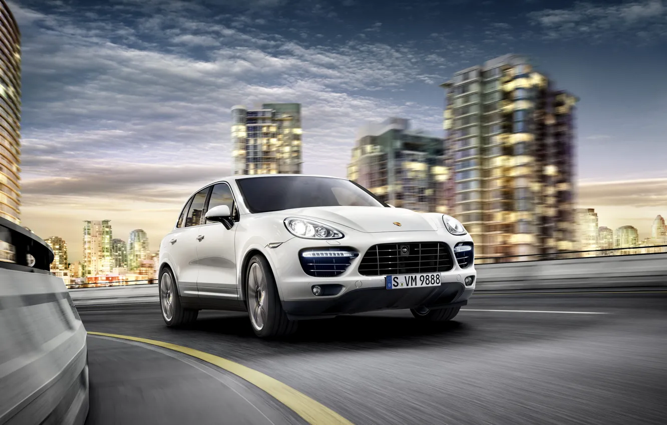 Photo wallpaper road, speed, Porsche Cayenne