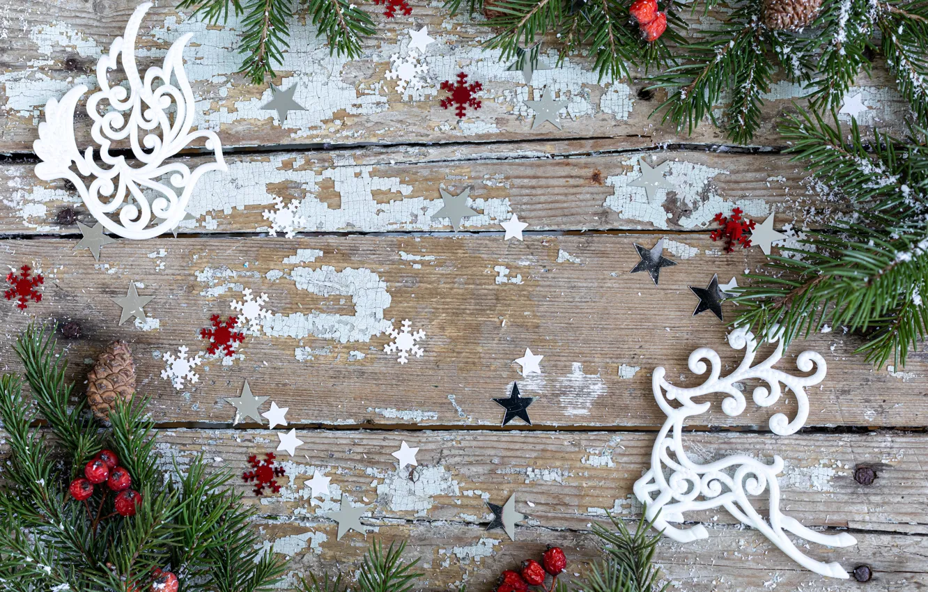 Photo wallpaper decoration, Christmas, New year, new year, Christmas, wood, decoration, fir tree