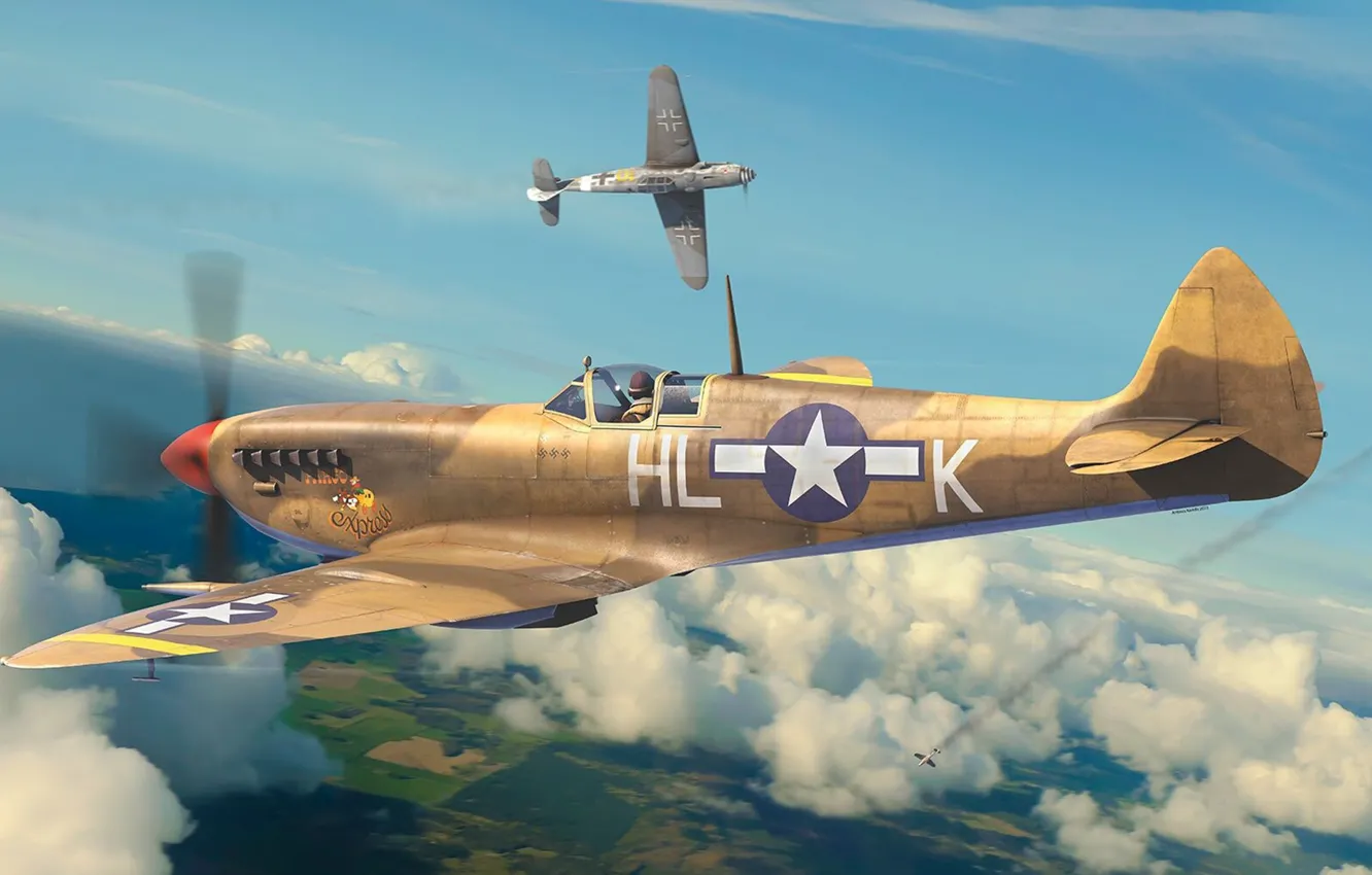 Photo wallpaper UNITED STATES AIR FORCE, Supermarine, British fighter, Spitfire Mk.VIII, Antonis (rOEN911) Karidis, fargo express